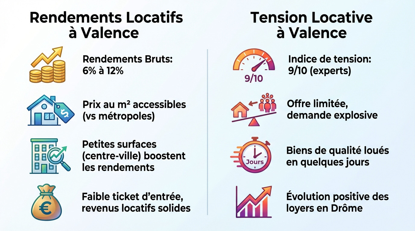 Rendements et tension locative pour un investissement à Valence en 2026