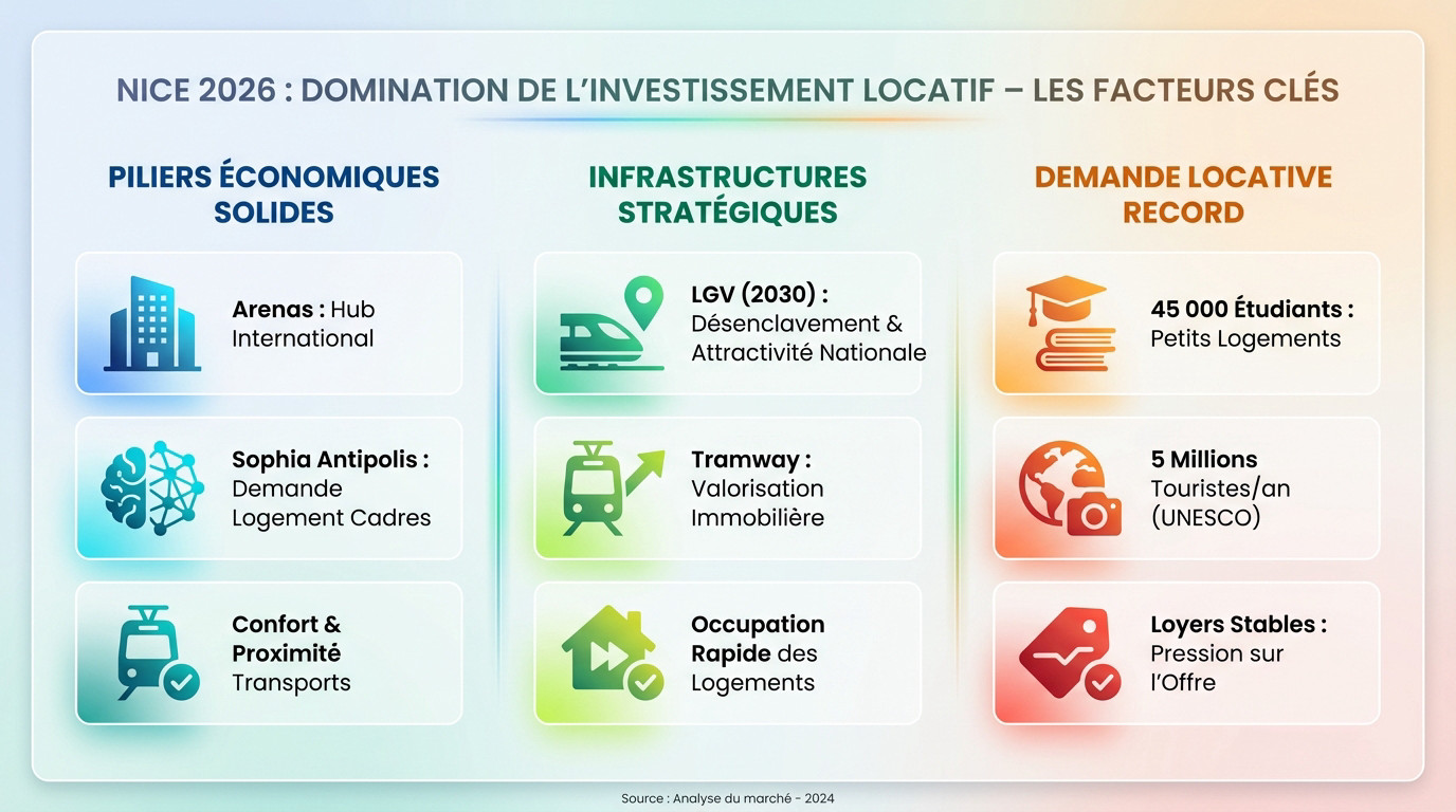 Vue aérienne de la ville de Nice illustrant le dynamisme de l'investissement locatif en 2026
