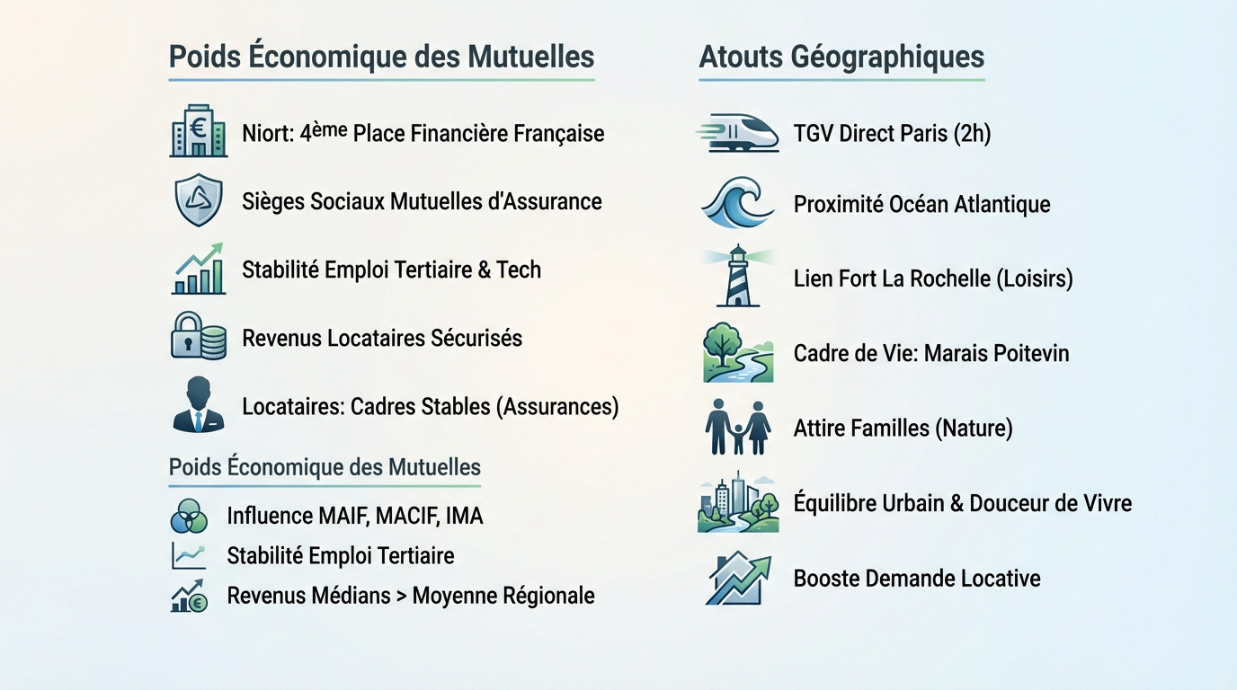 Vue aérienne de Niort et ses infrastructures dynamiques pour l'investissement locatif