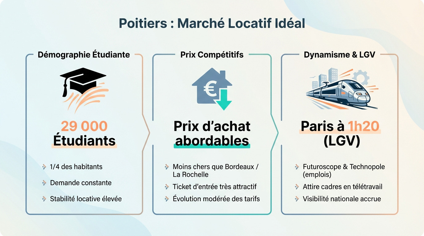 Marché immobilier dynamique à Poitiers avec forte demande locative étudiante