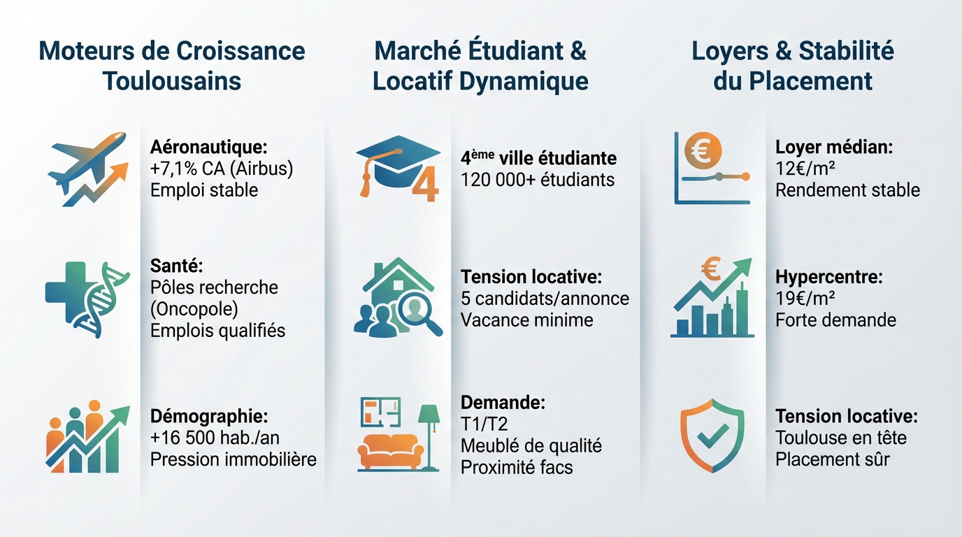 Vue aérienne de Toulouse mettant en avant le dynamisme immobilier et économique de la ville rose en 2026