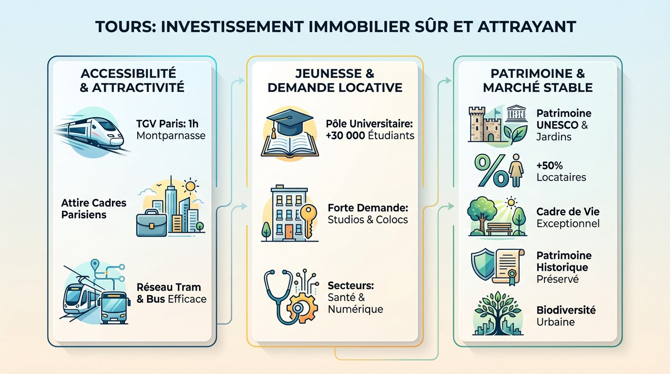 Immeuble ancien en pierre de tuffeau à Tours pour un investissement locatif